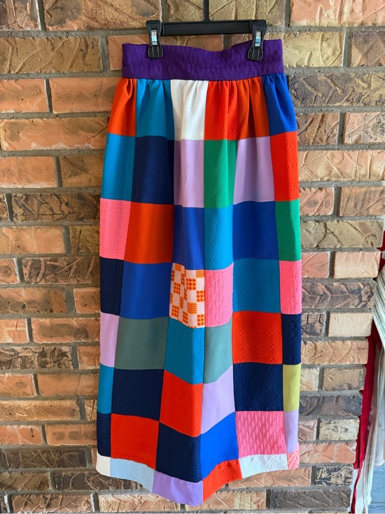 Handmade Dresses & Skirts - Vintage 1970s Colorblock Patchwork Maxi Skirt - Multicolor